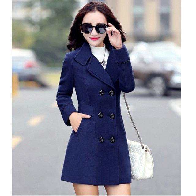 Wool Woolen Slim Wild Elegant Coats