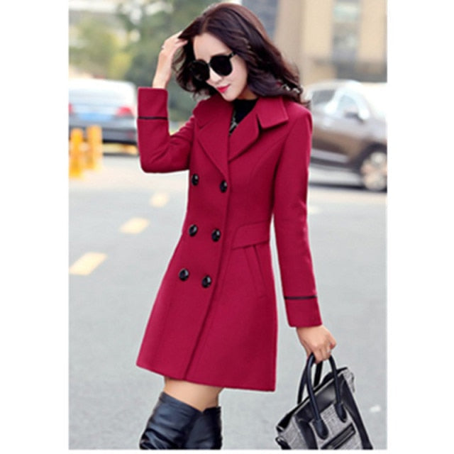Wool Woolen Slim Wild Elegant Coats