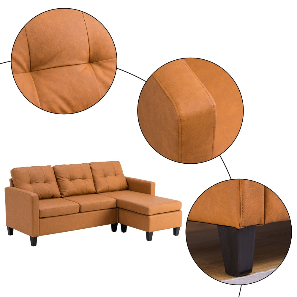 Brown L-Shaped Sofa