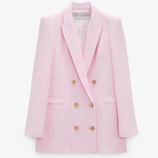 Tweed Chic Button Office Suit Coat