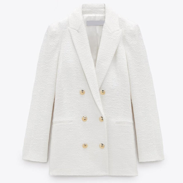 Tweed Chic Button Office Suit Coat