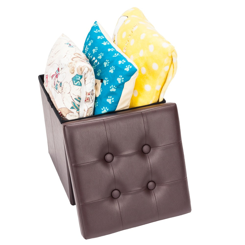 Simple Leather Storage Stool
