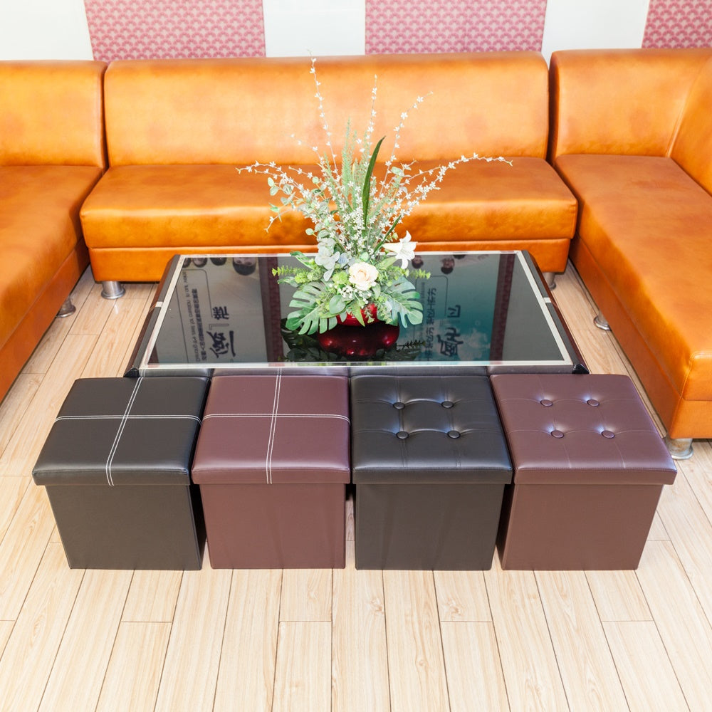 Simple Leather Storage Stool