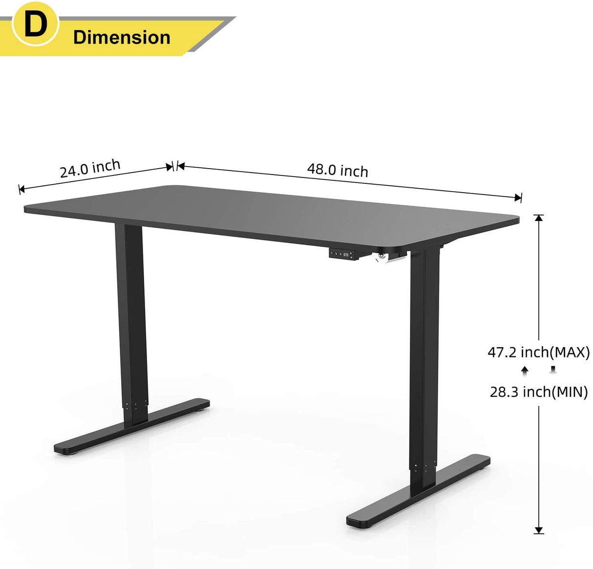 Electric Standing Desk Height Adjustable Desk, 48 x 24 Inches Computer Desk for Workstation Home Office Table Sit Stand Desk