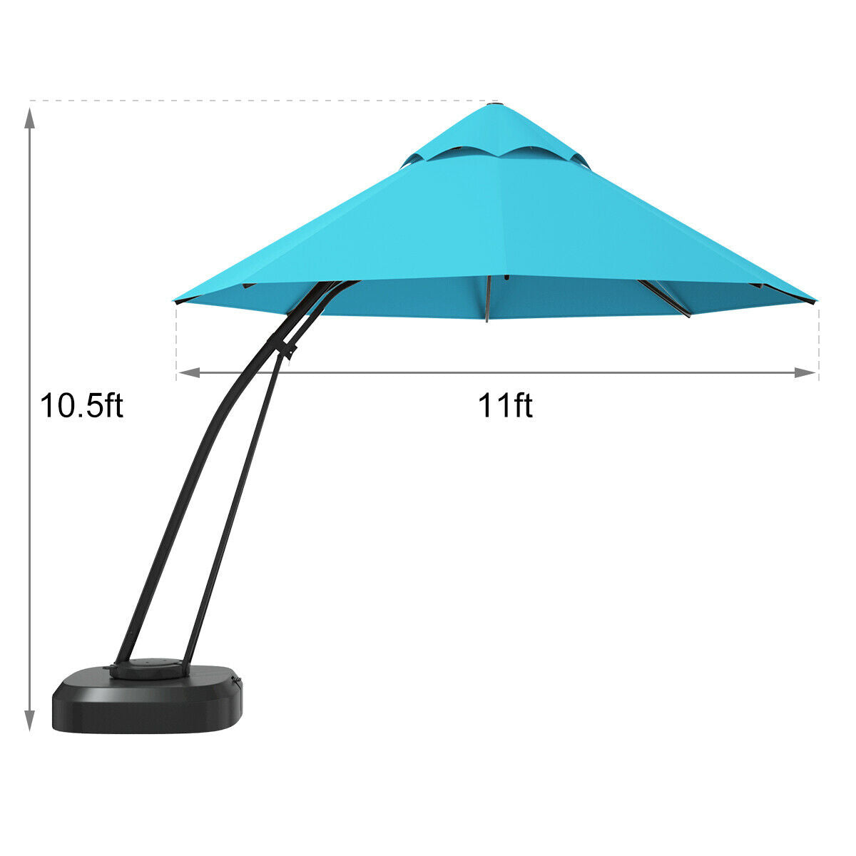 Outdoor Cantilever Offset Hanging Umbrella w/ Base 11 FT