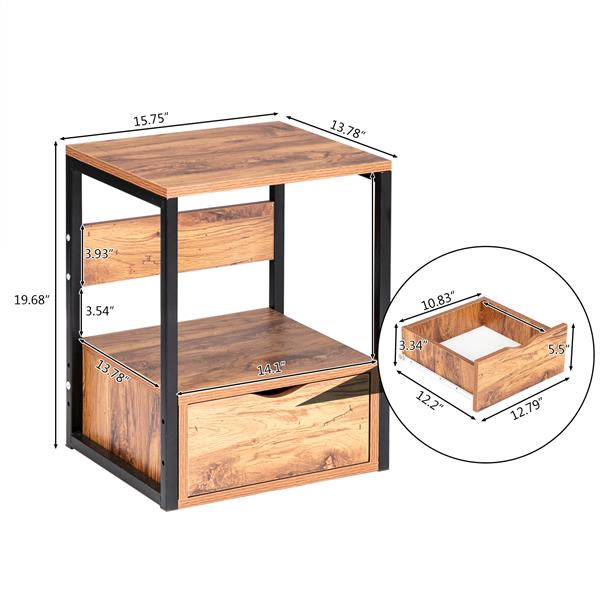 Rustic Night Stand Side Table Set