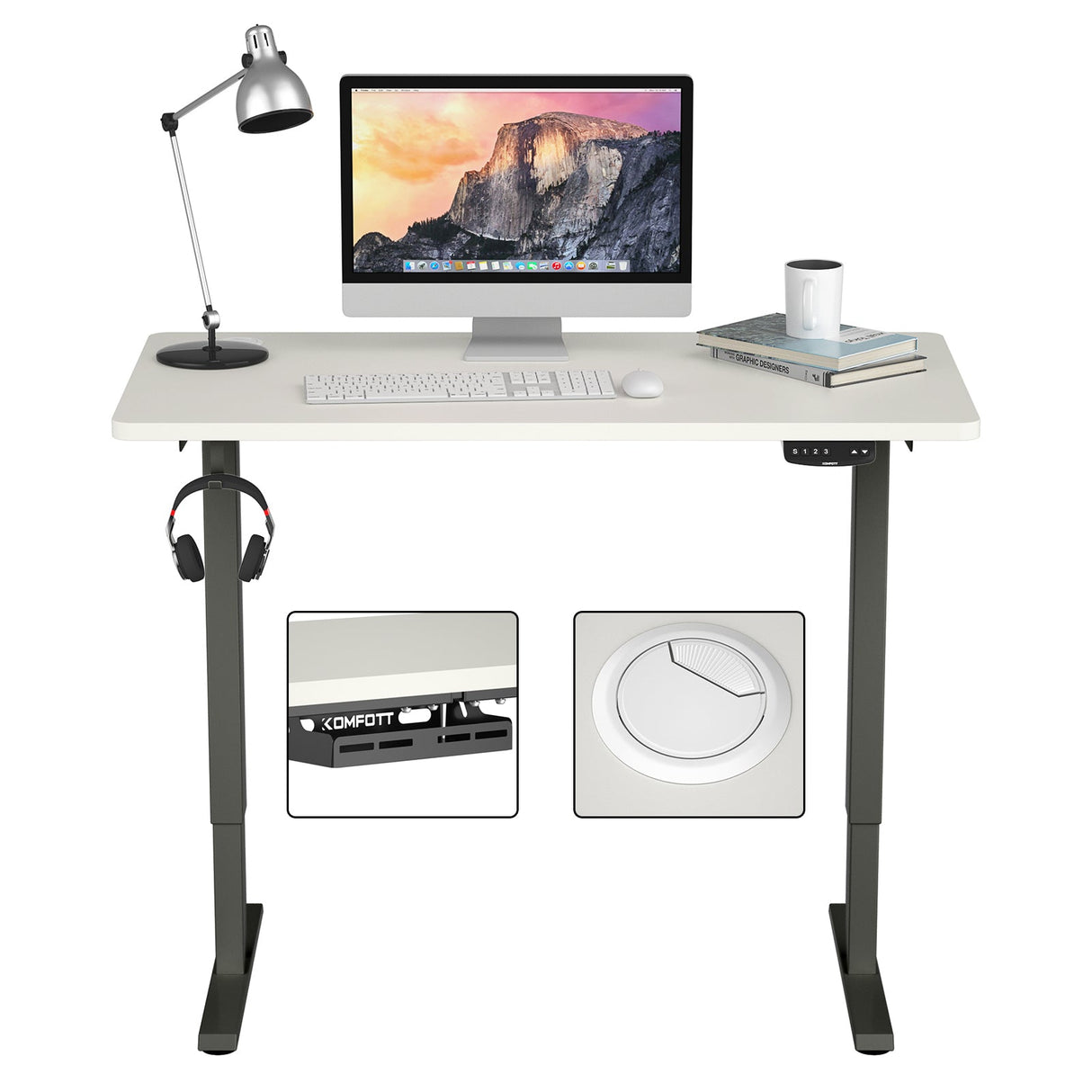 Costway Electric Standing Desk Sit to Stand Height Adjustable Dual Motor HW68157WH-S+HW67380US