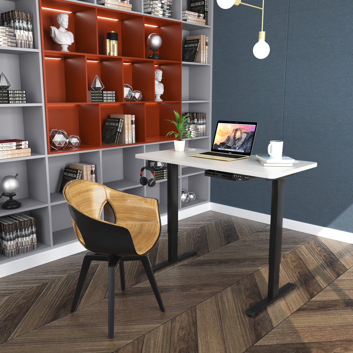 Costway Electric Standing Desk Sit to Stand Height Adjustable Dual Motor HW68157WH-S+HW67380US