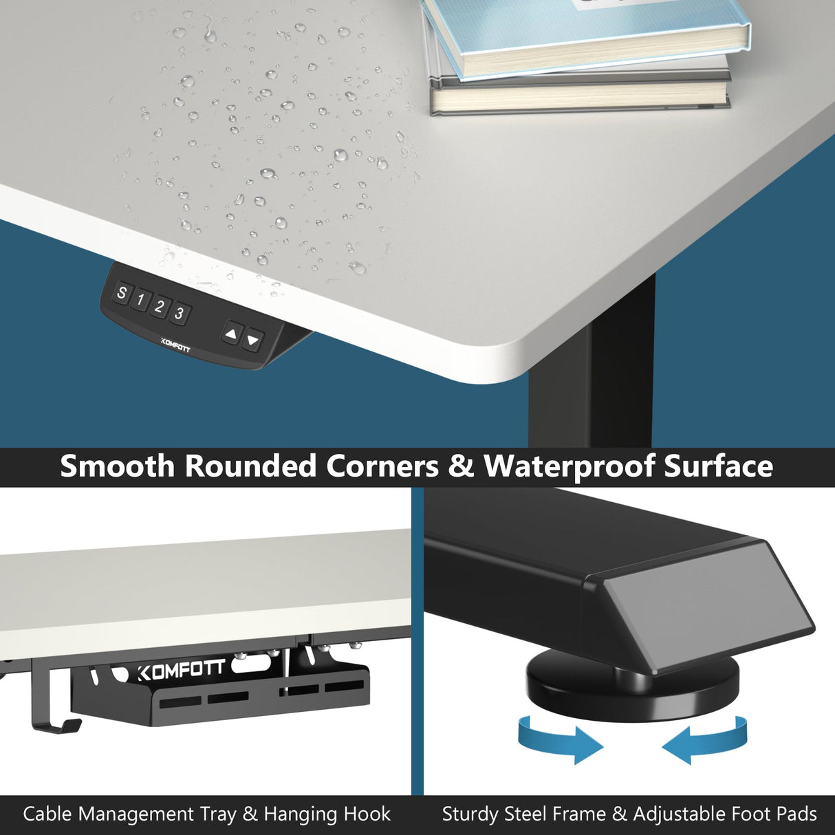 Costway Electric Standing Desk Sit to Stand Height Adjustable Dual Motor HW68157WH-S+HW67380US