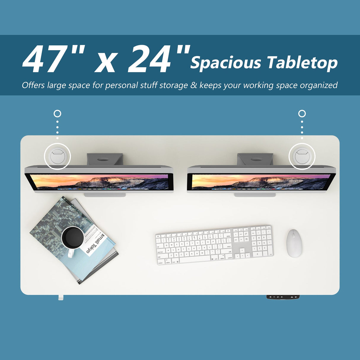 Costway Electric Standing Desk Sit to Stand Height Adjustable Dual Motor HW68157WH-S+HW67380US