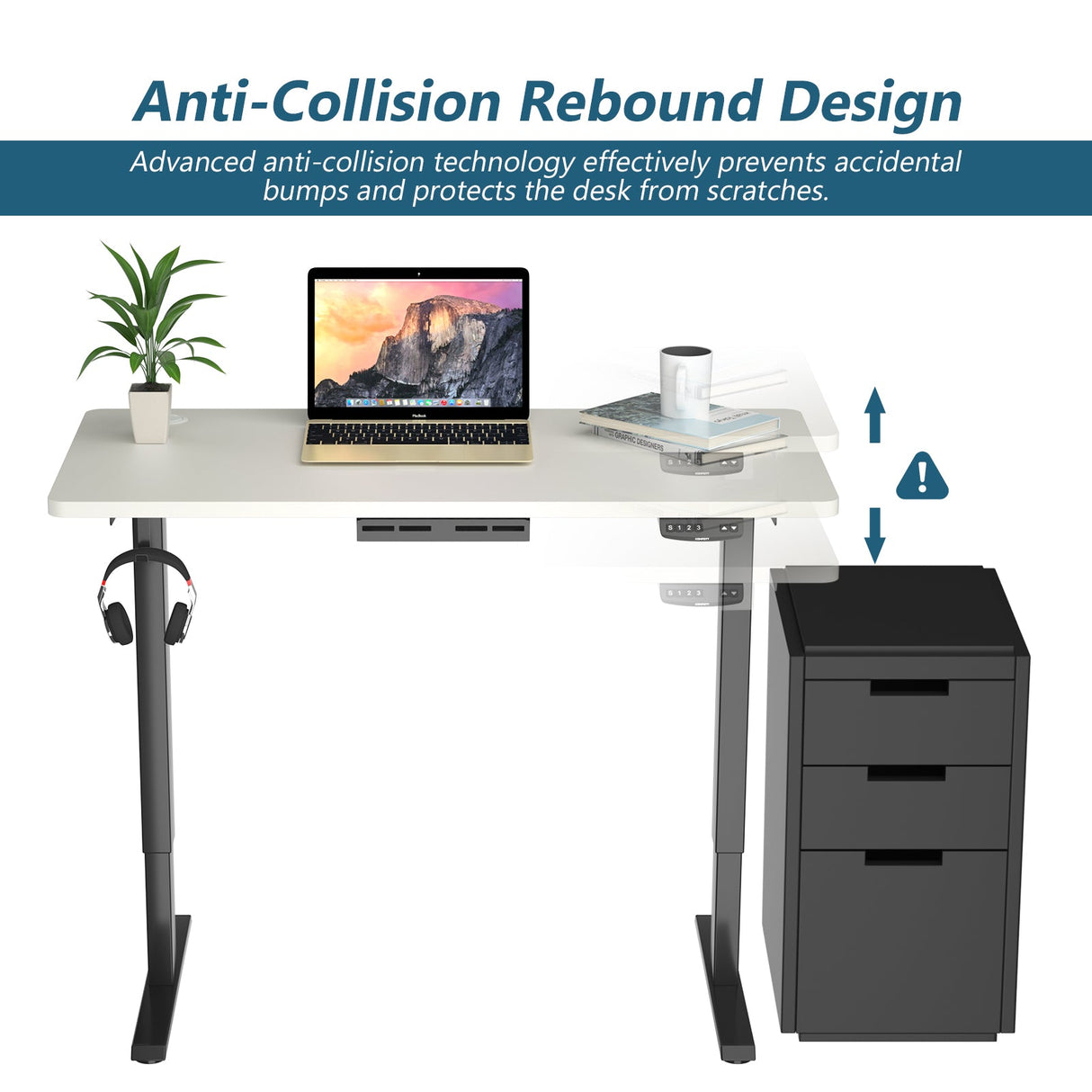 Costway Electric Standing Desk Sit to Stand Height Adjustable Dual Motor HW68157WH-S+HW67380US