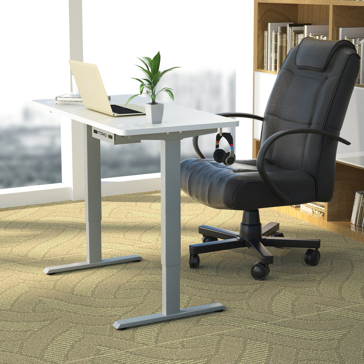 Costway Electric Standing Desk Sit to Stand Height Adjustable Dual Motor HW68157WH-S+HW67380US