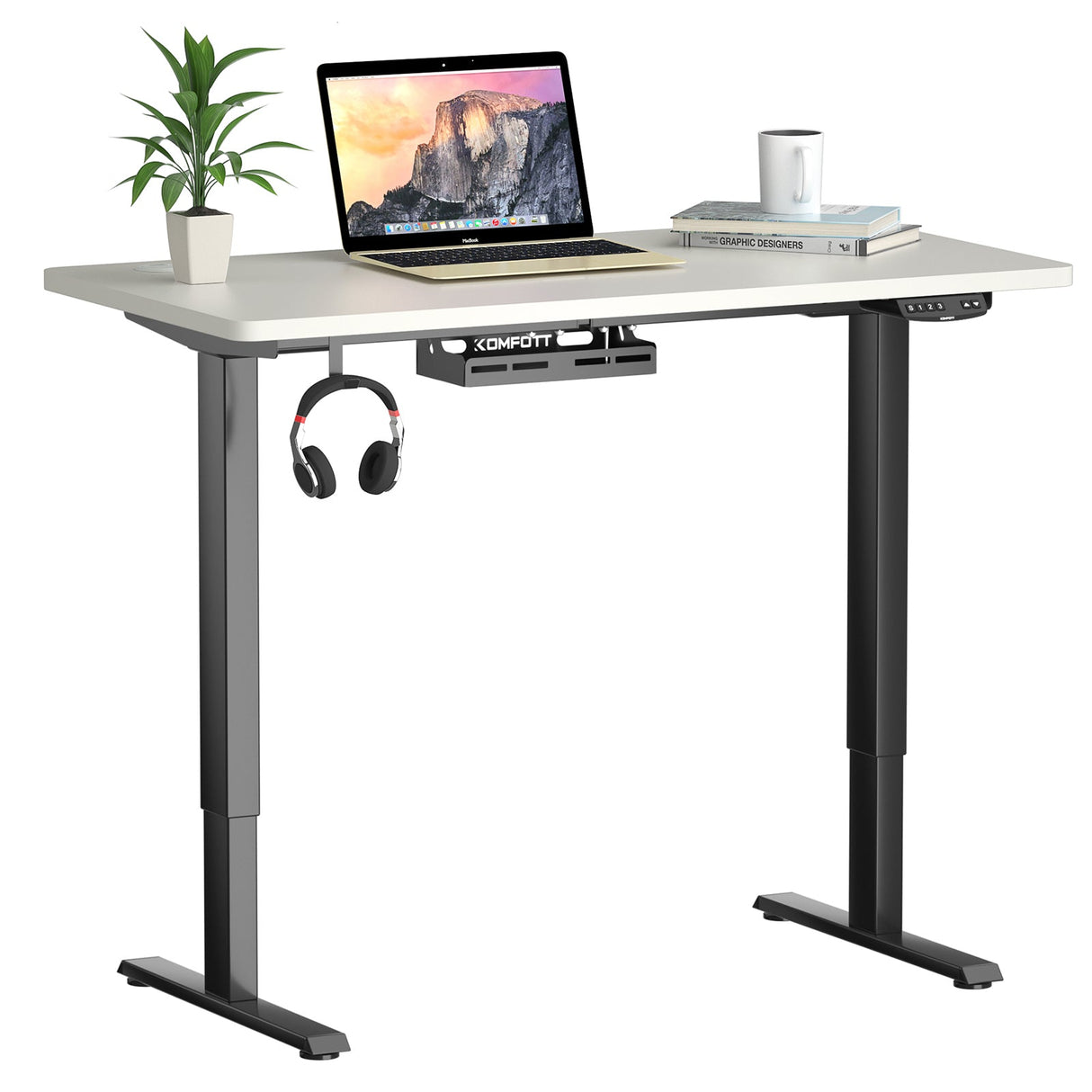 Costway Electric Standing Desk Sit to Stand Height Adjustable Dual Motor HW68157WH-S+HW67380US