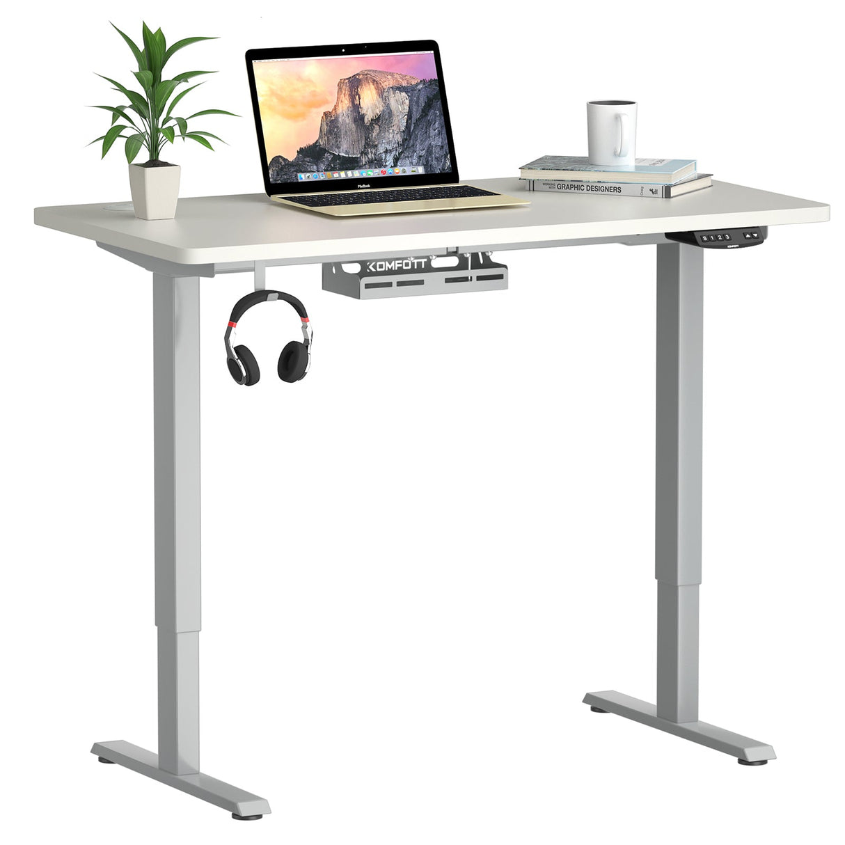 Costway Electric Standing Desk Sit to Stand Height Adjustable Dual Motor HW68157WH-S+HW67380US