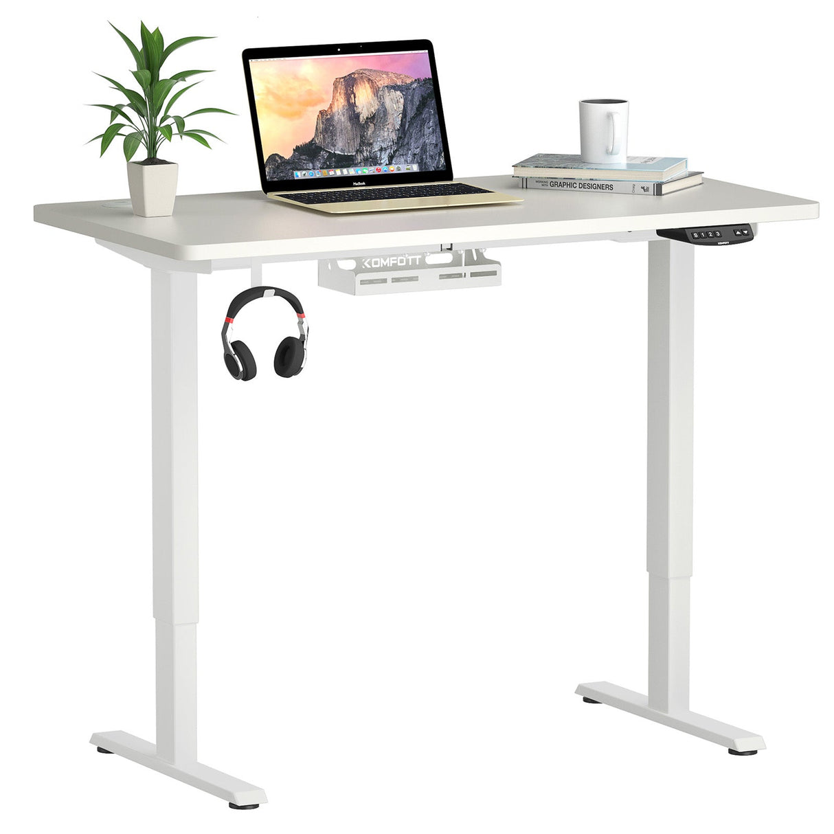 Costway Electric Standing Desk Sit to Stand Height Adjustable Dual Motor HW68157WH-S+HW67380US