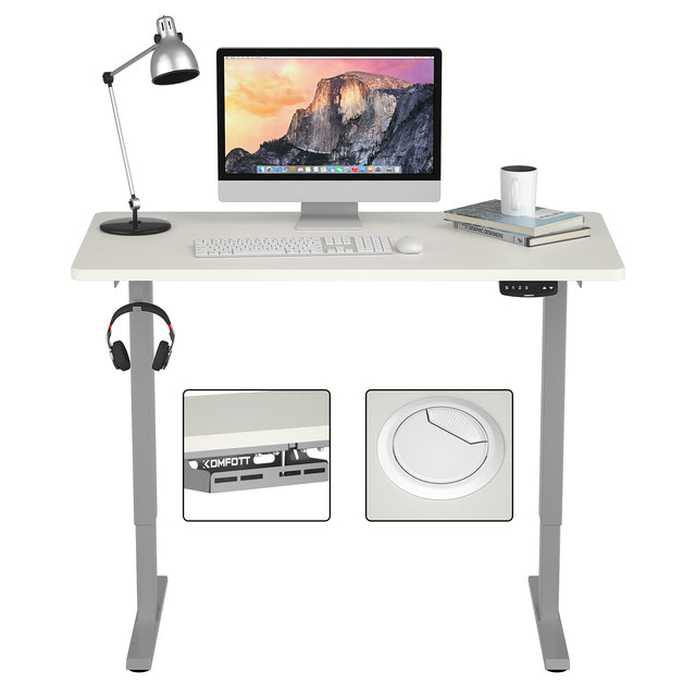 Costway Electric Standing Desk Sit to Stand Height Adjustable Dual Motor HW68157WH-S+HW67380US