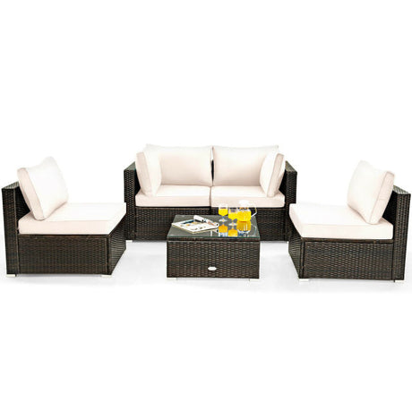 5 Piece Patio Rattan Furniture Set