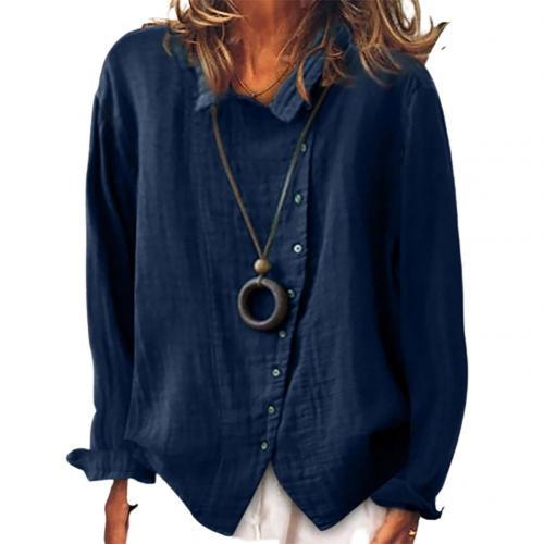 Solid Color Irregular Cotton Linen Blouse