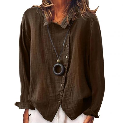 Solid Color Irregular Cotton Linen Blouse