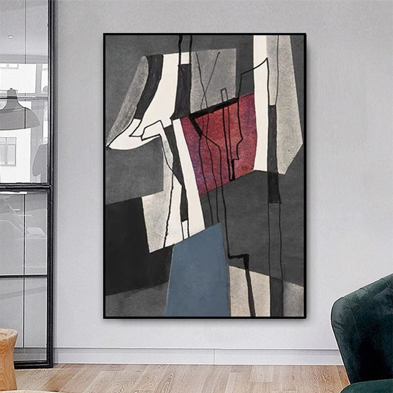 Red in Graphite Hand Painted Canvas