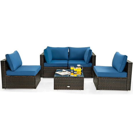 5 Piece Patio Rattan Furniture Set