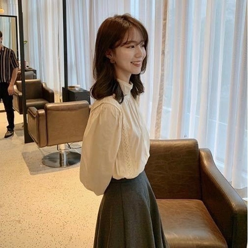 Lace Turtleneck Patchwork Elegant Blouse