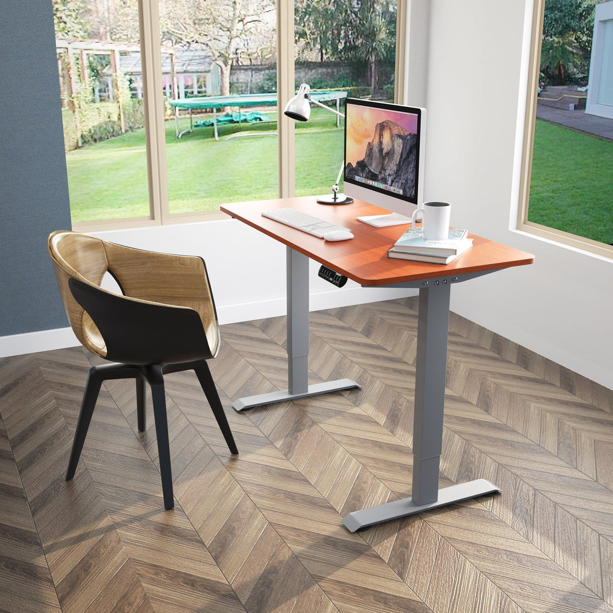 Costway Electric Adjustable Standing Desk Stand up Workstation w/Control Teak HW67581TN