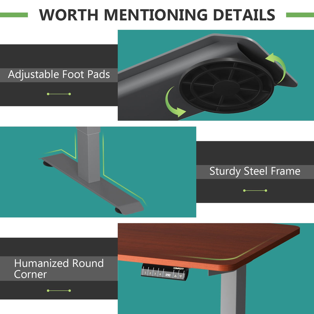 Costway Electric Adjustable Standing Desk Stand up Workstation w/Control Teak HW67581TN
