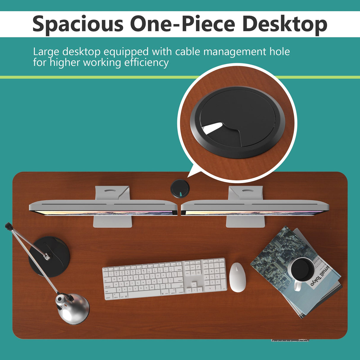 Costway Electric Adjustable Standing Desk Stand up Workstation w/Control Teak HW67581TN