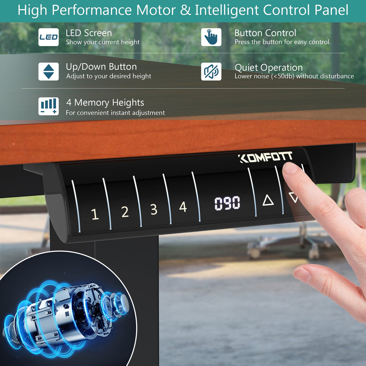 Costway Electric Adjustable Standing Desk Stand up Workstation w/Control Teak HW67581TN