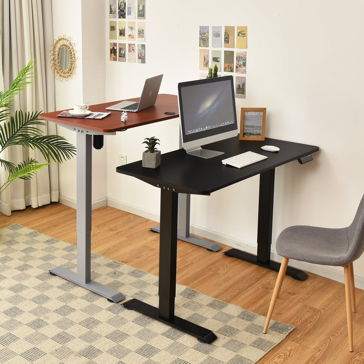 Costway Electric Adjustable Standing Desk Stand up Workstation w/Control Teak HW67581TN