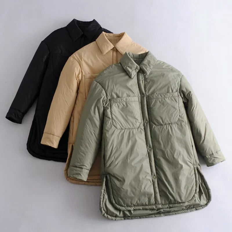 Vintage loose parka Casual Button Baseball Bomber Coat