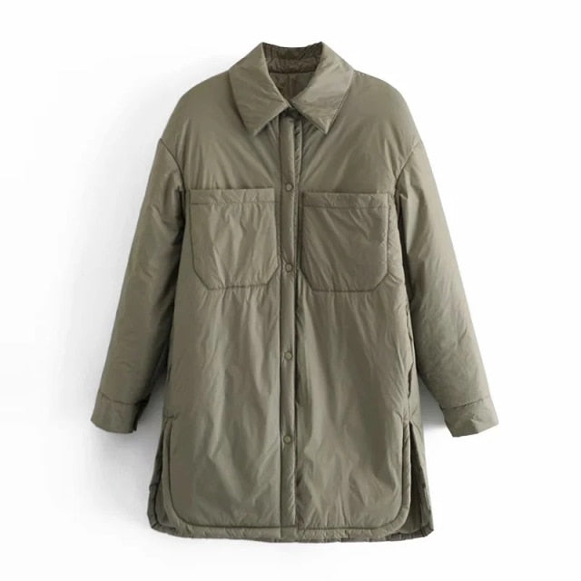 Vintage loose parka Casual Button Baseball Bomber Coat