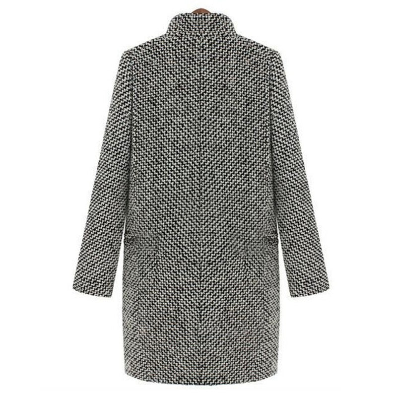 Single Breasted Stand Collar Mid Long Coats