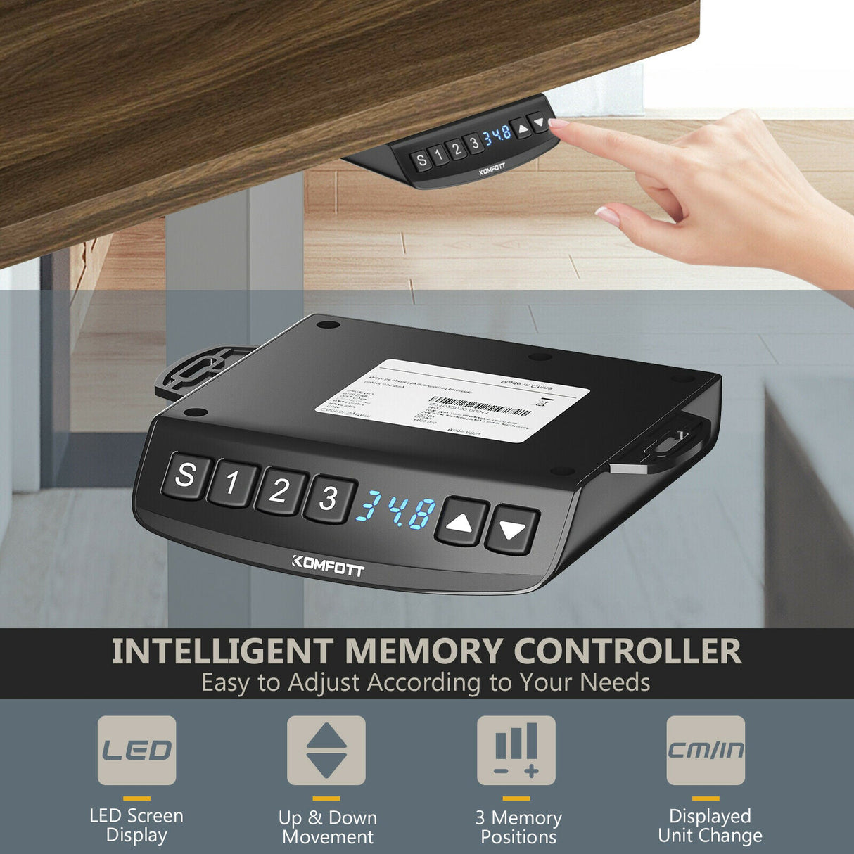 Costway 47" x 30" Electric Adjustable Standing up Desk Dual Motor w/ Controller HW67380US-GR+JV10098TN-M