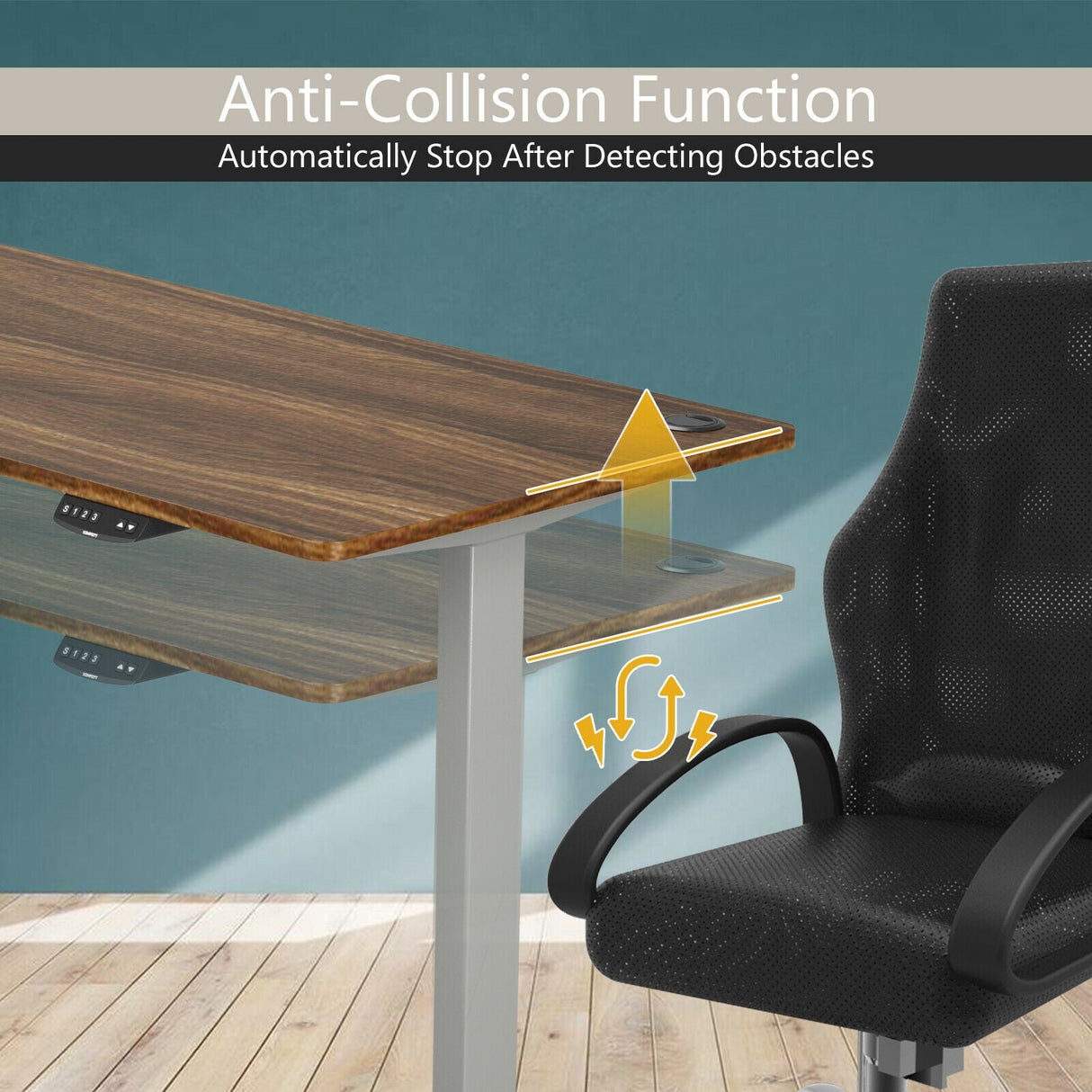 Costway 47" x 30" Electric Adjustable Standing up Desk Dual Motor w/ Controller HW67380US-GR+JV10098TN-M