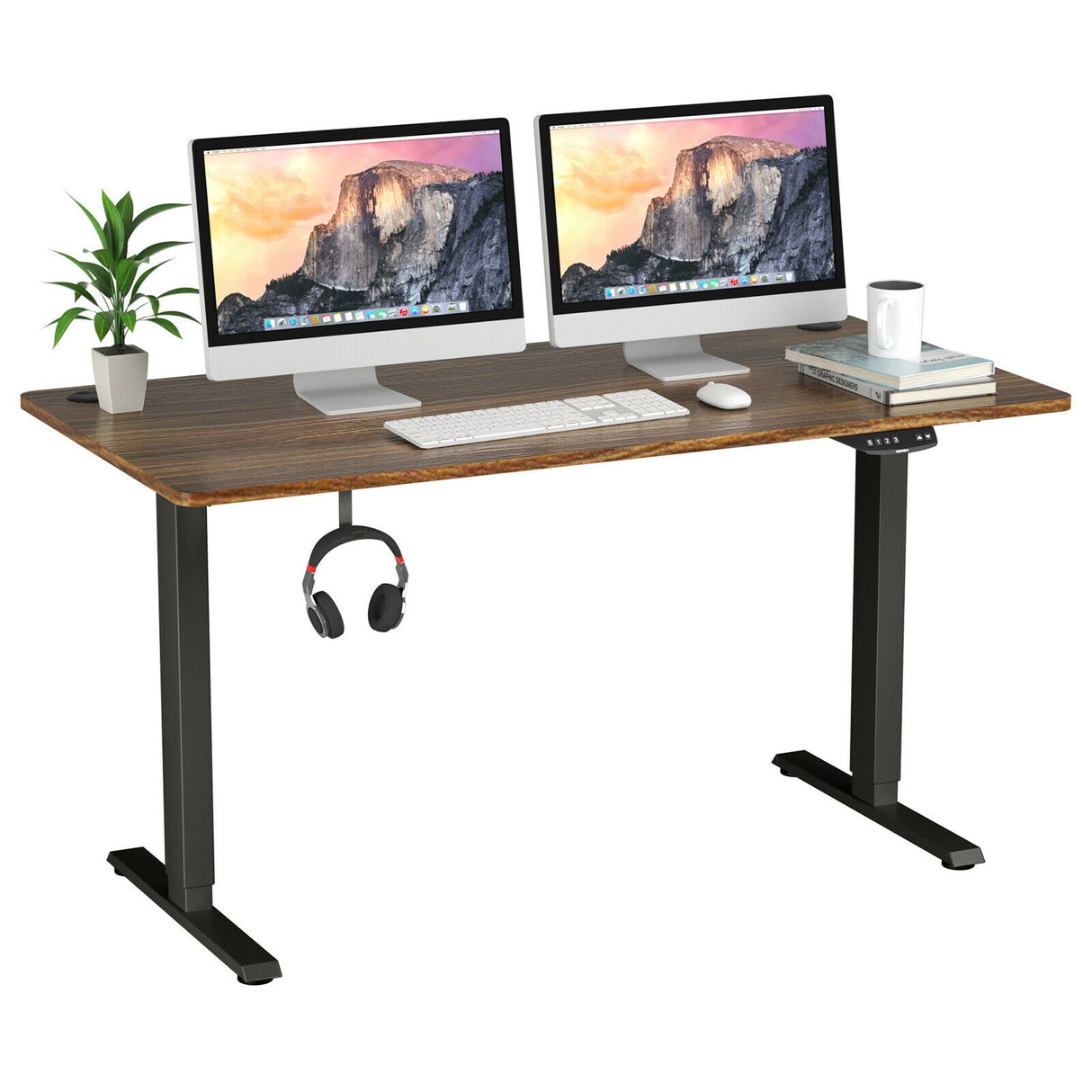 Costway 47" x 30" Electric Adjustable Standing up Desk Dual Motor w/ Controller HW67380US-BK+JV10098TN-M