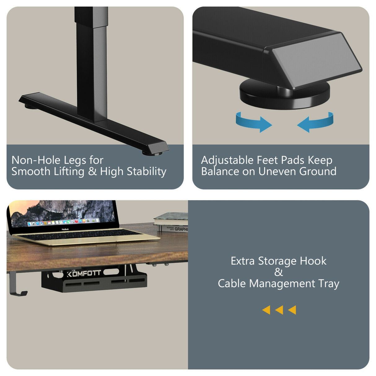 Costway 47" x 30" Electric Adjustable Standing up Desk Dual Motor w/ Controller HW67380US-BK+JV10098TN-M