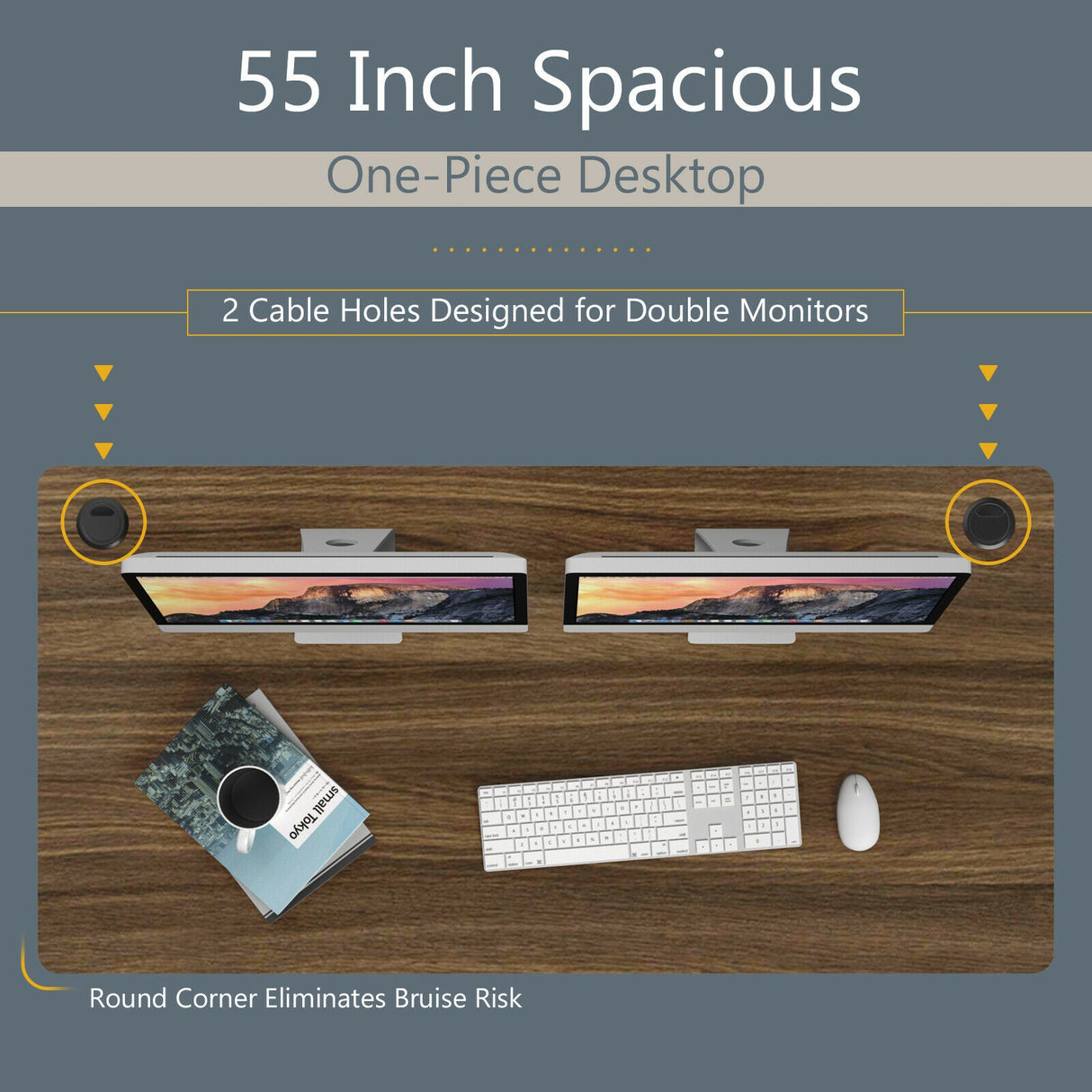 Costway 47" x 30" Electric Adjustable Standing up Desk Dual Motor w/ Controller HW67380US-BK+JV10098TN-M