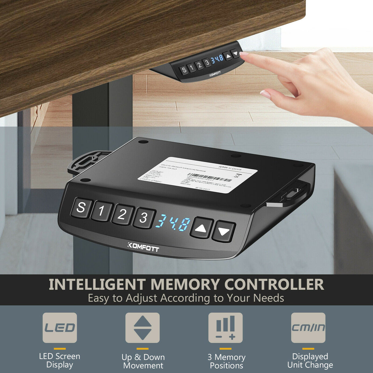 Costway 47" x 30" Electric Adjustable Standing up Desk Dual Motor w/ Controller HW67380US-BK+JV10098TN-M