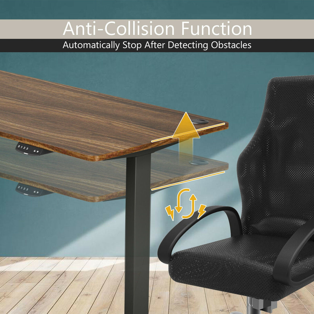 Costway 47" x 30" Electric Adjustable Standing up Desk Dual Motor w/ Controller HW67380US-BK+JV10098TN-M