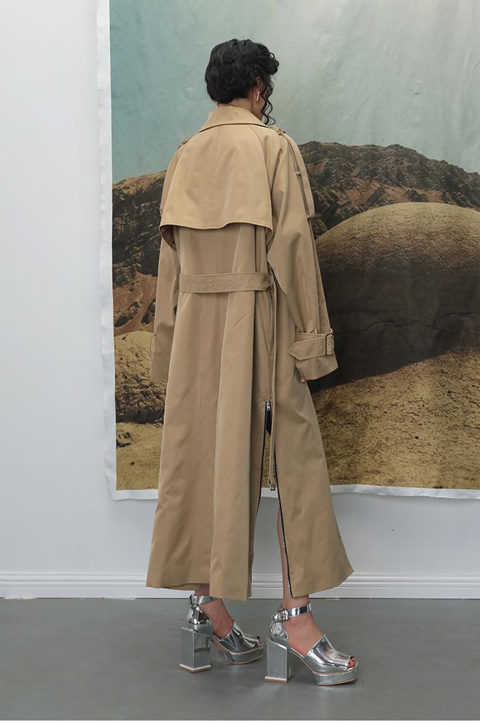 Trench Asymmetry Hem Long Print Coat
