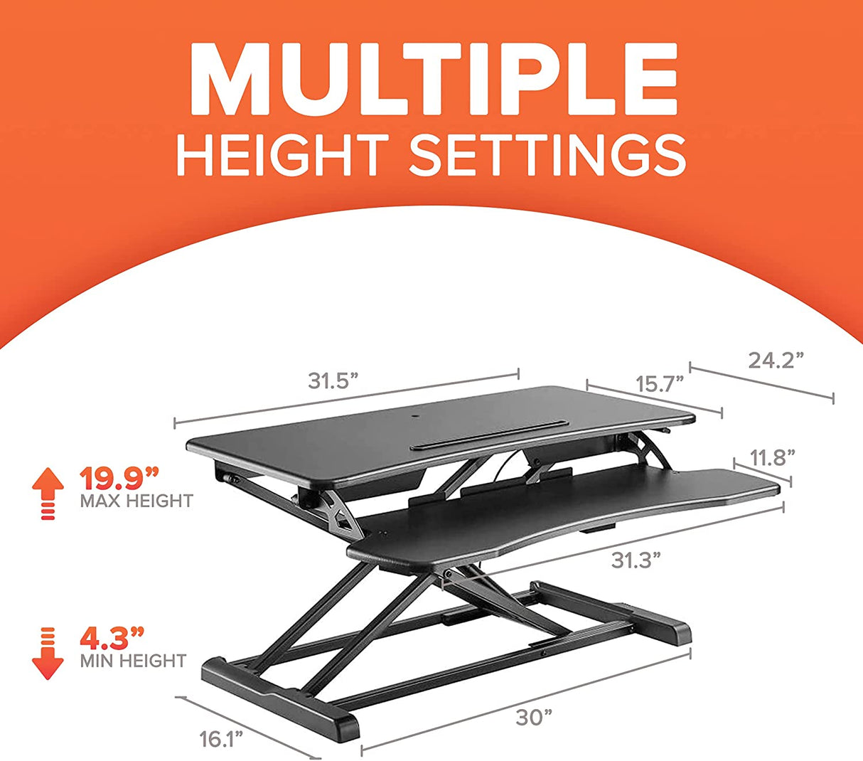 Black Adjustable Folding Standing Computer and Laptop Sit Stand Desk Converter Workstation with a Keyboard Tray