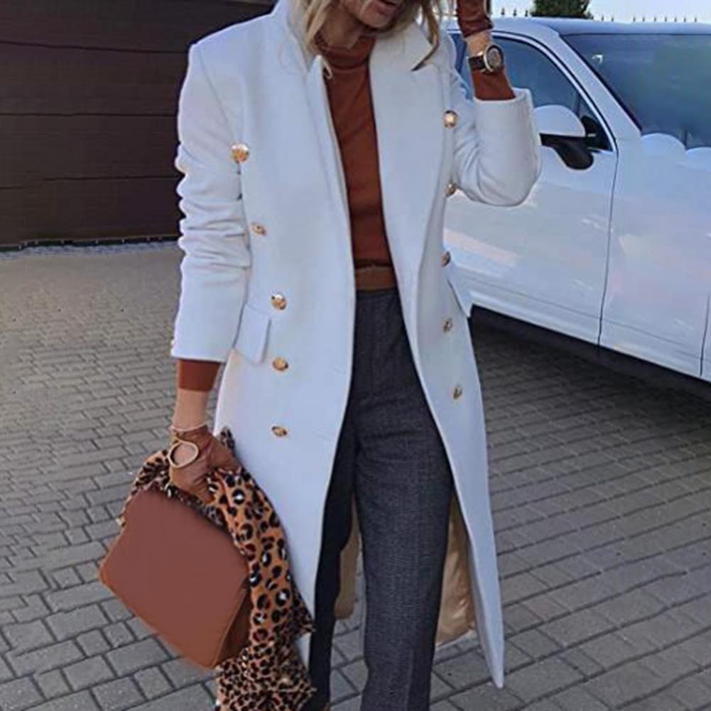 Solid Color Slim Fit Warm Wool Coat