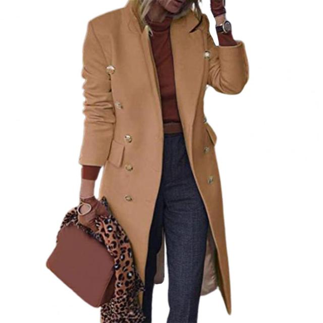 Solid Color Slim Fit Warm Wool Coat