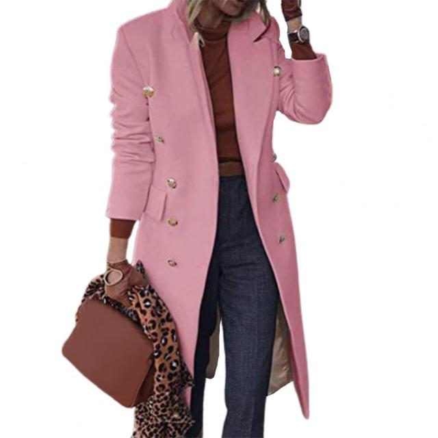 Solid Color Slim Fit Warm Wool Coat