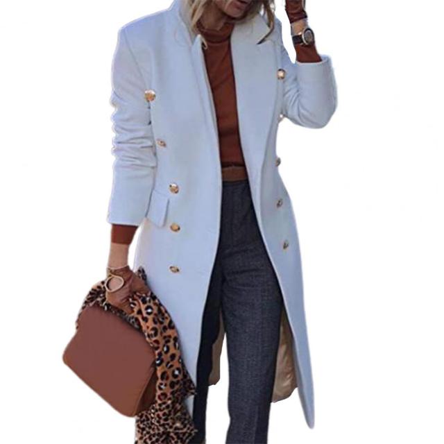 Solid Color Slim Fit Warm Wool Coat