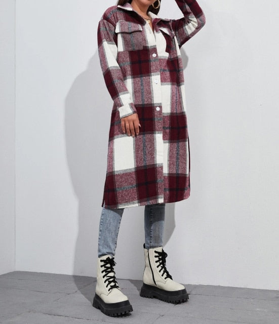 Retro lapel single breasted cardigan casual Coat