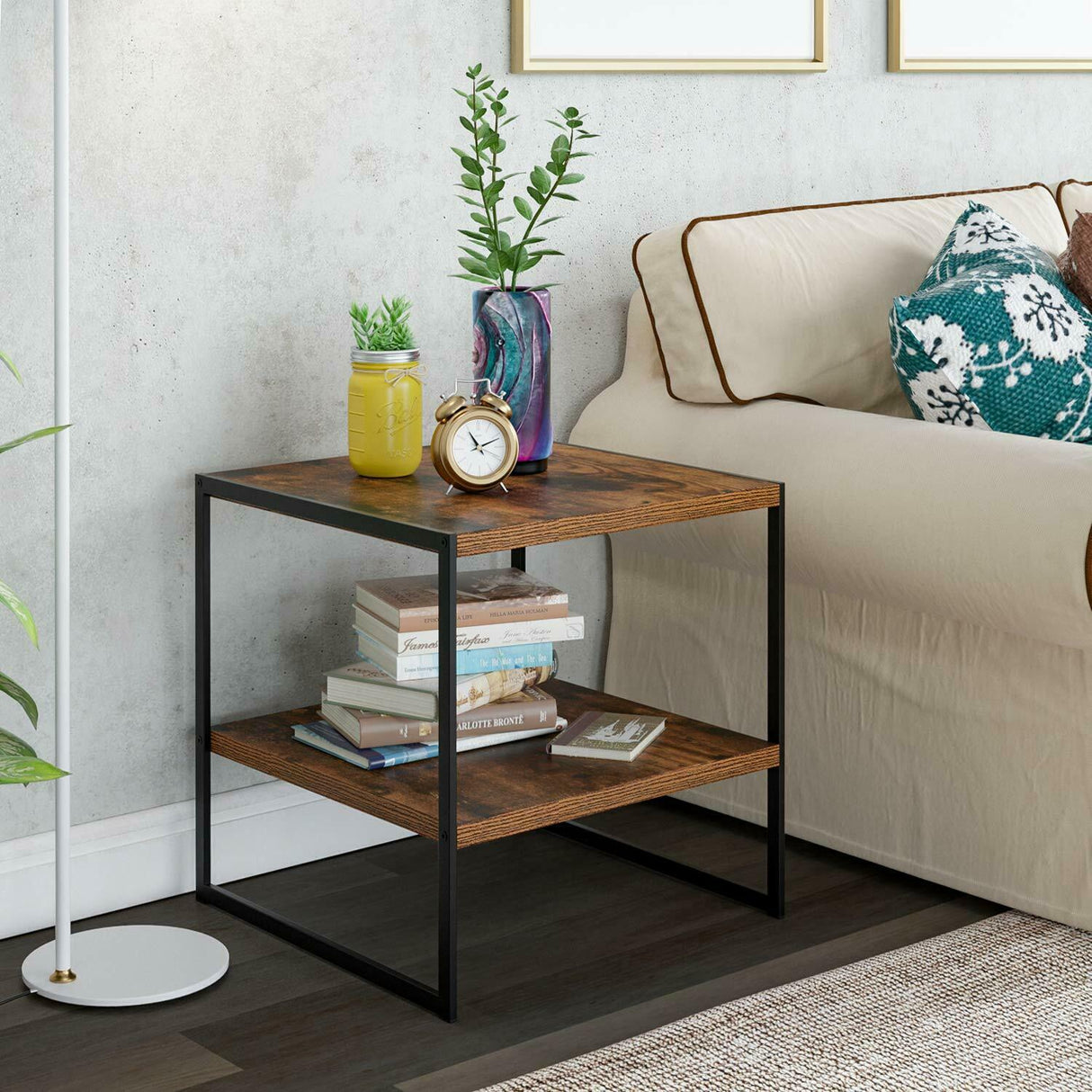 Rustic Industrial Bedside End Table