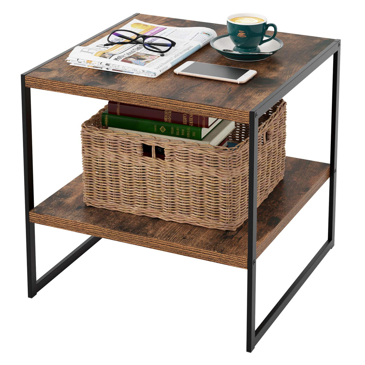 Rustic Industrial Bedside End Table